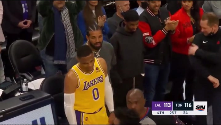 Westbrook turns into 1998 Jordan in the clutch Forces a turnover and then makes a game tying three in regulation Lakers would go on to win 128-123 in overtime