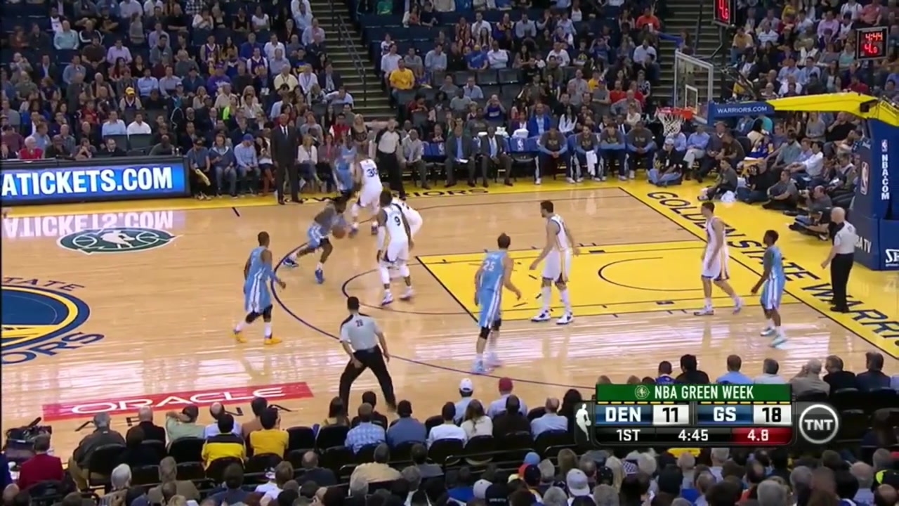 Andre Iguodala drops to the floor and humiliates Quincy Miller with a double crossover with replaysGolden State Warriors vs Denver Nuggets - 4102014