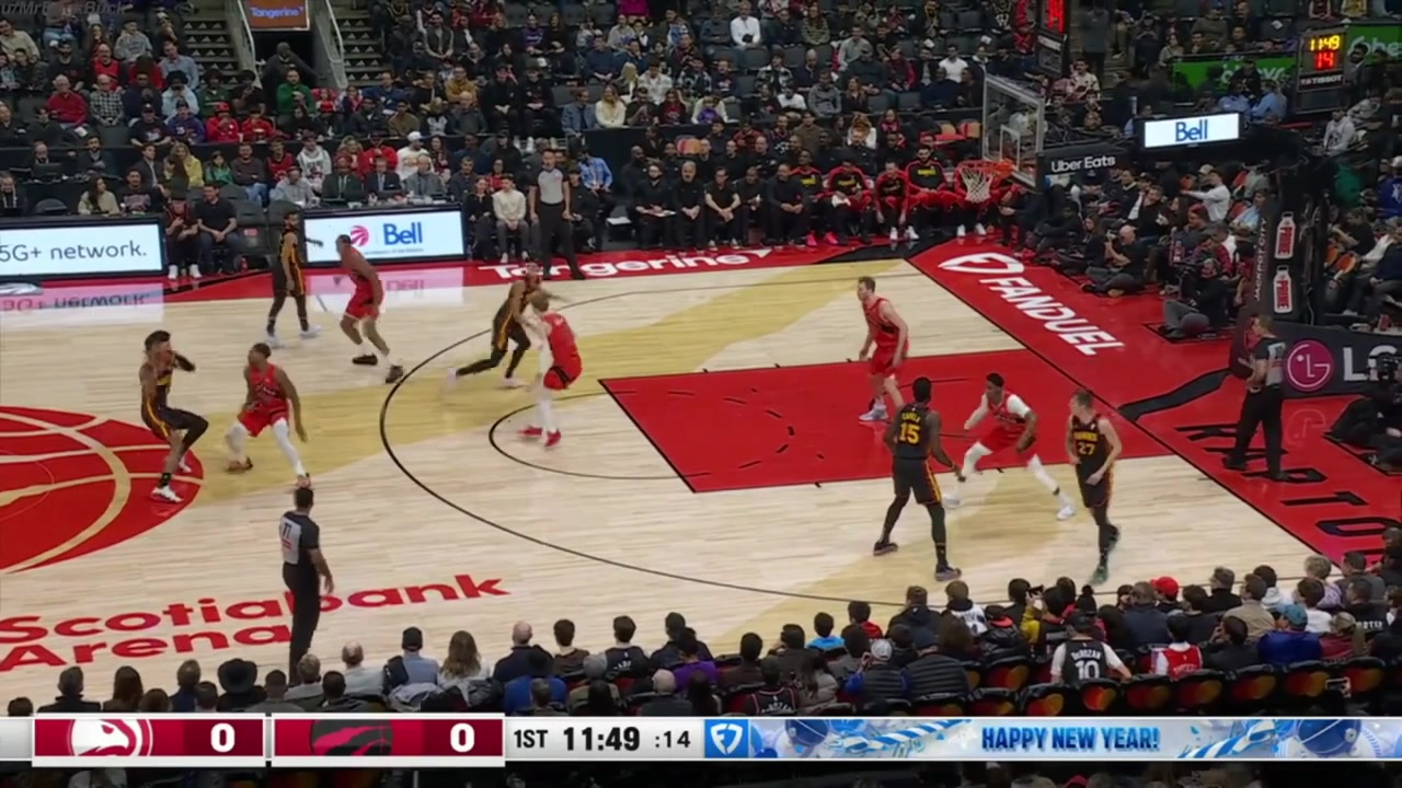 An insane sequence of 7 steals and one block in 91 seconds at the beginning of the Atlanta Hawks vs Toronto Raptors game