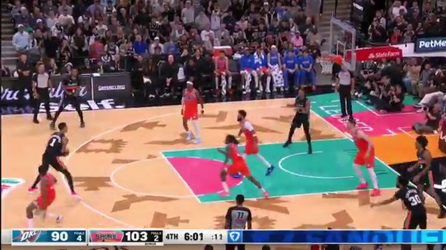 Keldon Johnson after scoring to help extend the Spurs lead to 15 against the OKC Thunder Lets go baby Frauds Frauds Fuking frauds