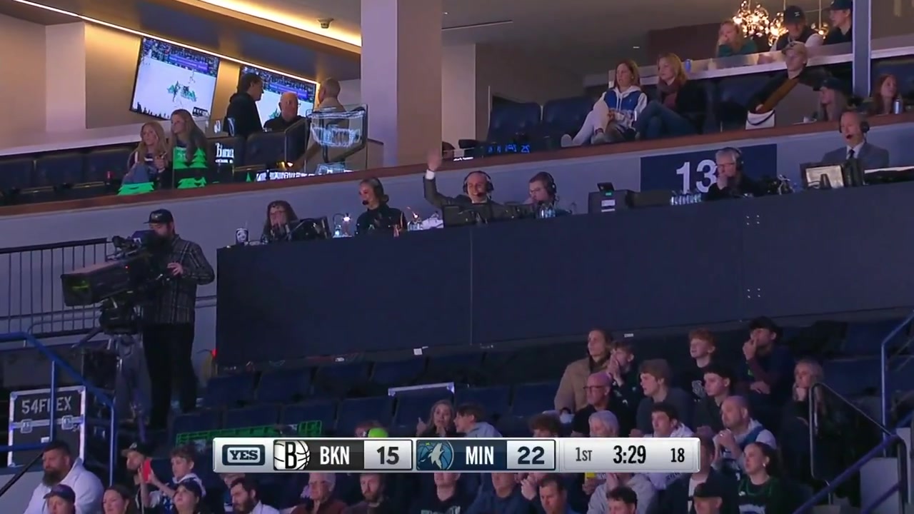 Cam Thomas gets the And-1 threes times at the end of the 1st quarter vs the Minnesota Timberwolves with replays
