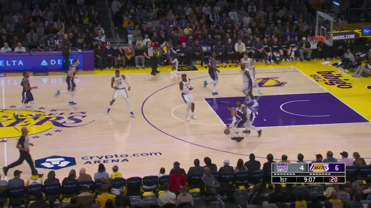 Marcus Smart strips Russell Westbrook and then continues with the no-look lob to Lebron James for the fastbreak alley-oop dunk with replays Lakers and Kings commentaries