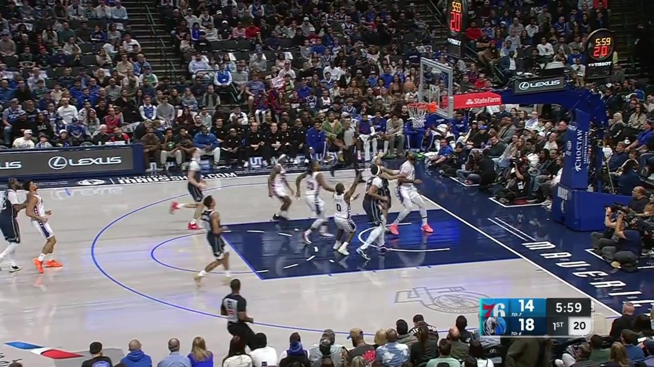 Cooper Flagg with the give and go for the powerful one handed jam with replays
