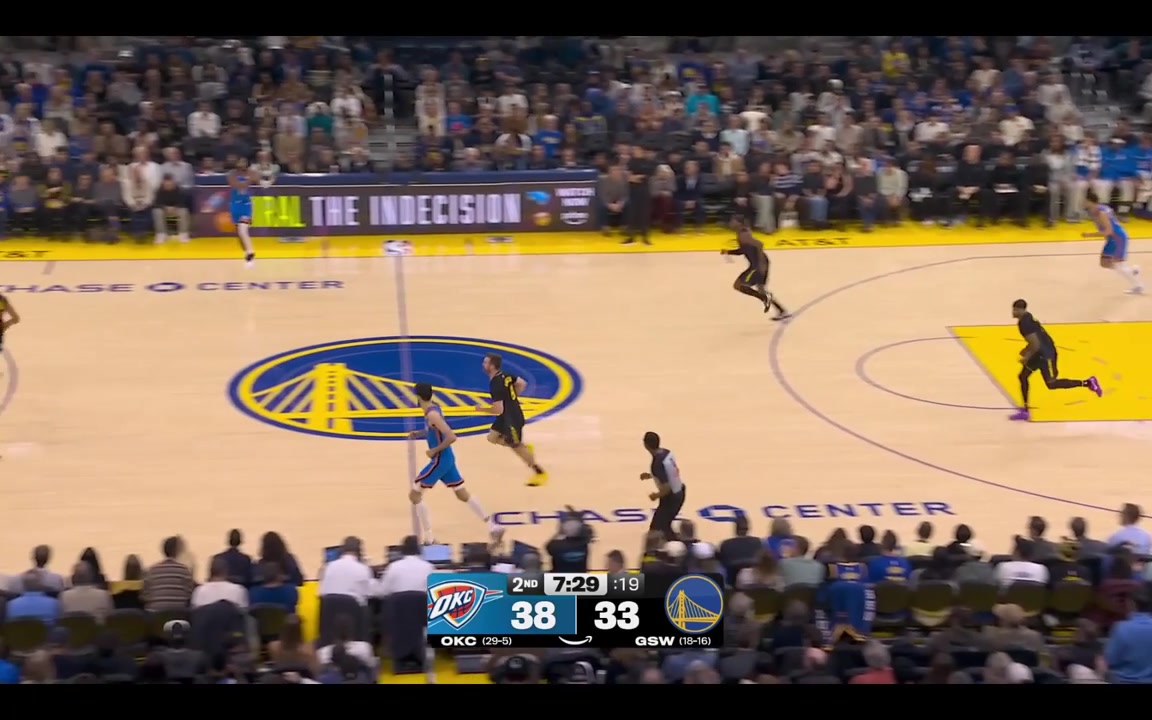 Jalen Williams passes to Isiah Joe who drives into paint and attempts a skip pass which ends up as a turnover that led to a wide open 3 for Richard
