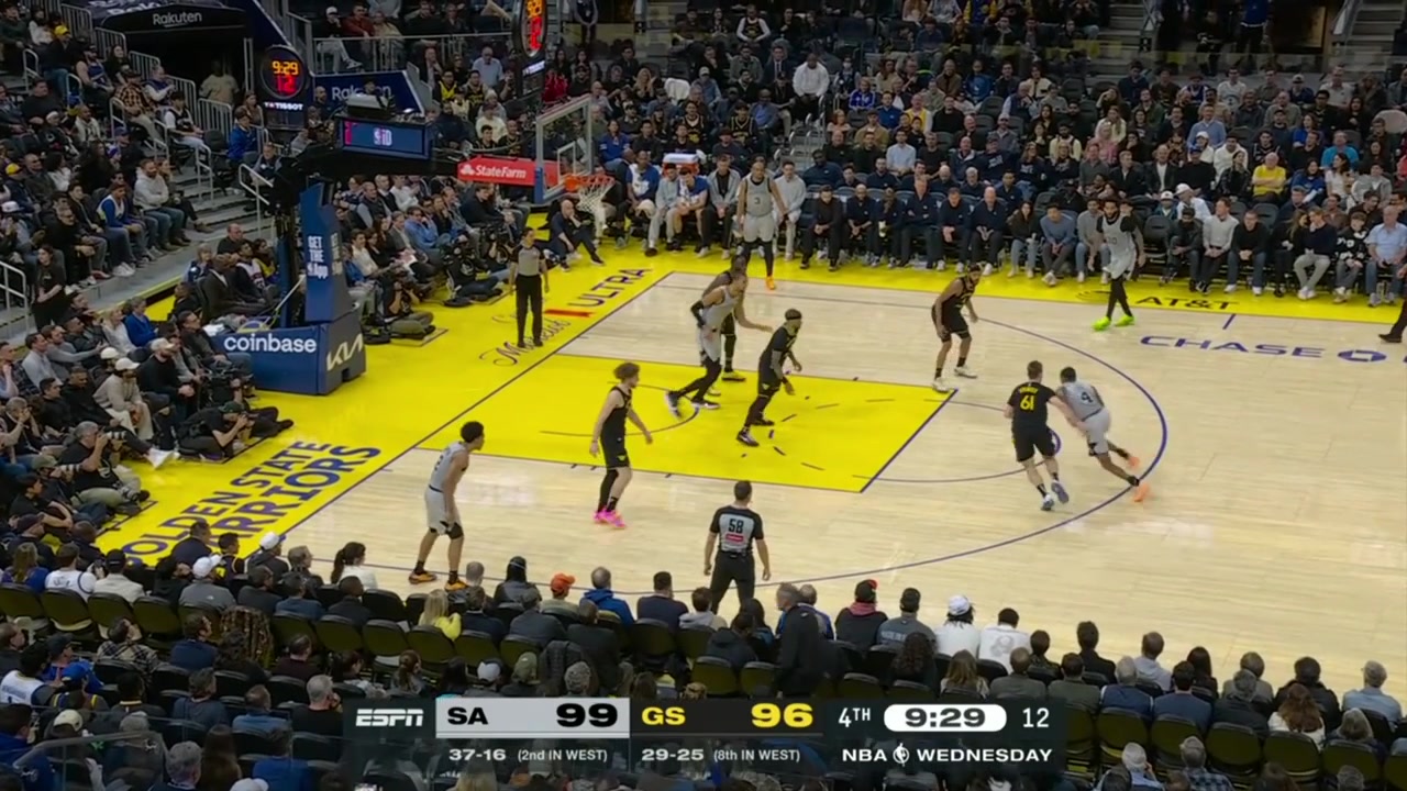 Wemby has the oop finish at one end then blocks comes up with a ridiculous block on Pat Spencer