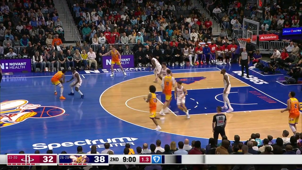 Tre Mann hits the wide open 3 after the lack of hustle by the Rockets off the offensive rebound