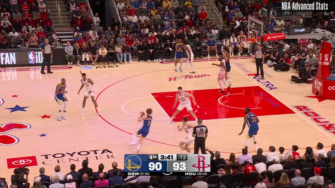 The Warriors draw up an ATO to attack Sengun and Reed Sheppard and Draymond gets three the hard way to tie the game late in the 4th