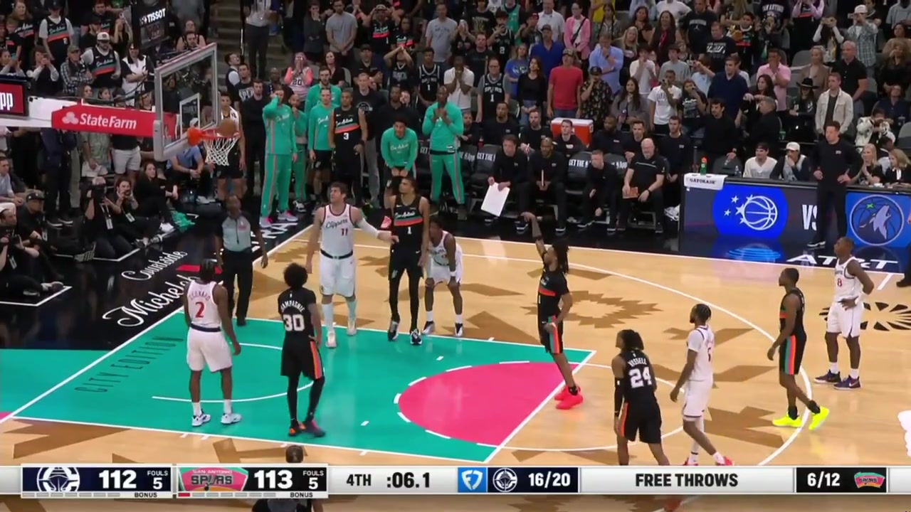 Stephon Castle misses the clutch free throw gets the rebound and scores- Spurs win Victor Wembanyama gets emotional SpursESPNClippers commentaries