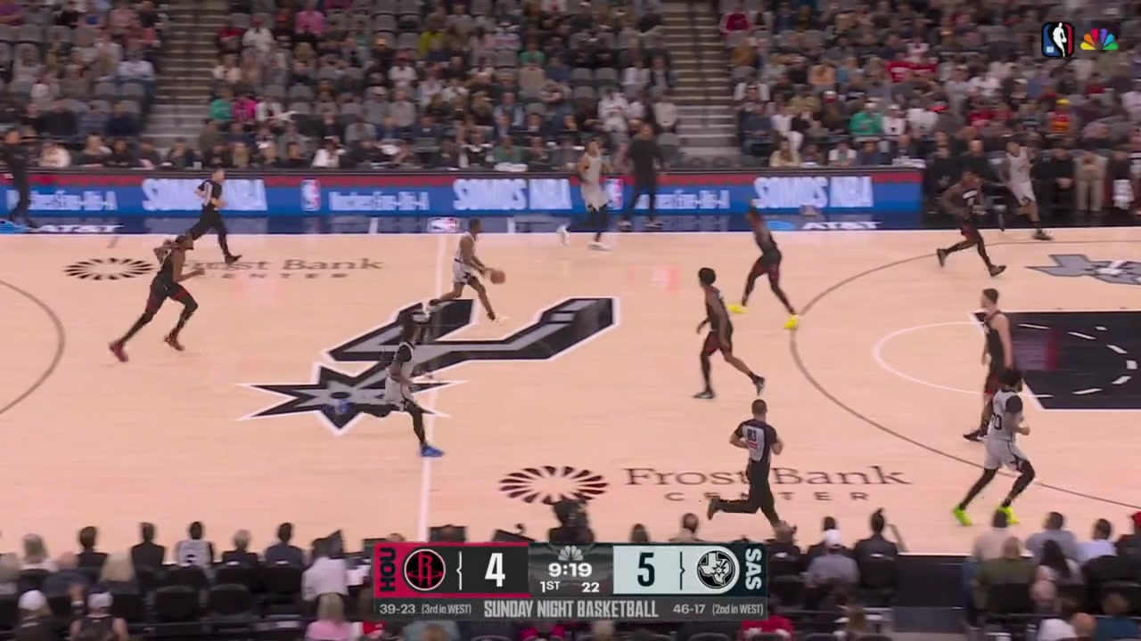 Victor Wembanyama tracks his own missed 3 and scores the tough And-1 with replays
