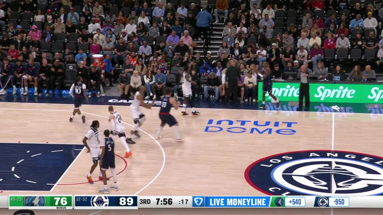 Darius Garland with the step back 3 over Rudy Gobert and Gobert with the Ben Simmons playbook at the other end and Kawhi Leonard gets up the back court arriving late to offense and drains the deep 3 with replays