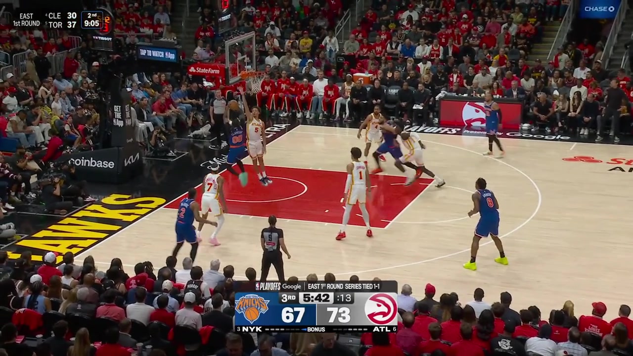 Dyson Daniels with the block and Jalen Johnson with the lefty layup finish on OG Anunoby at the other end