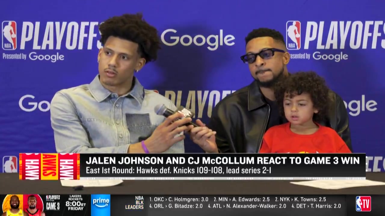 Jalen Johnson on Jonathan Kuminga I don't think anybody's surprised on what he's doing He's really just embracing where he's at the moment He's really taking our team to another level especially on both ends