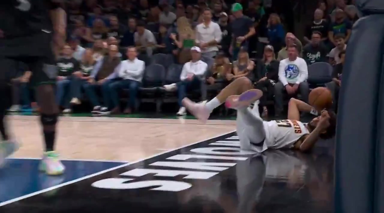 Injury Anthony Edwards goes to the locker room after picking up his 4th foul early in the 3rd He appears to limp and kicks a chair on the Wolves bench on his way to the back