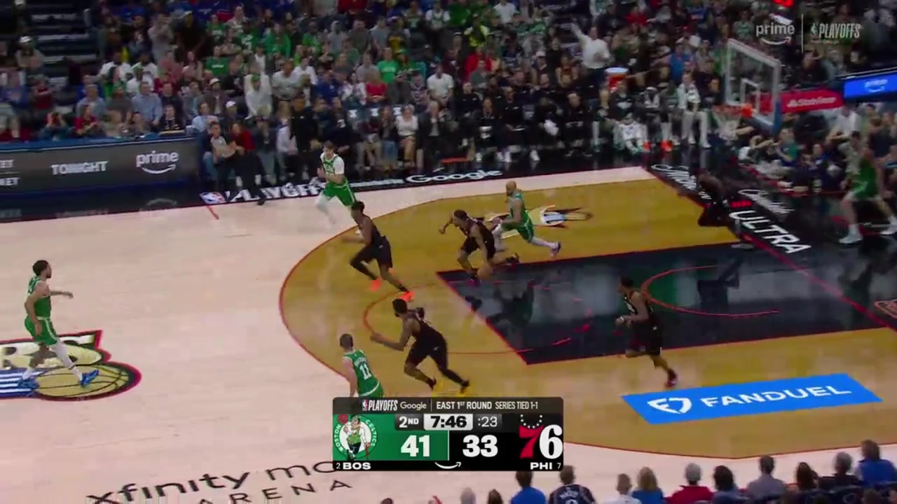 VJ Edgecombe's fastbreak dunk ricochets into Tatum