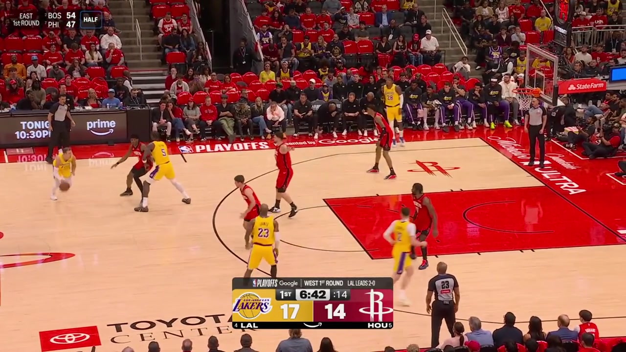 Jake LaRavia scores the reverse layup from behind the backboard DrJ style but gets called for the offensive foul with a replay