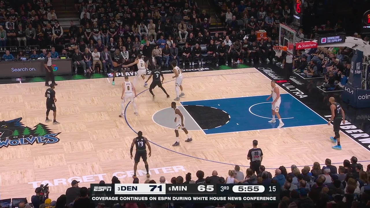 Ayo Dosunmu hits the 3-pointer off a screen by Rudy Gobert giving him 24 points in the game and keeping the Timberwolves in the game with replays