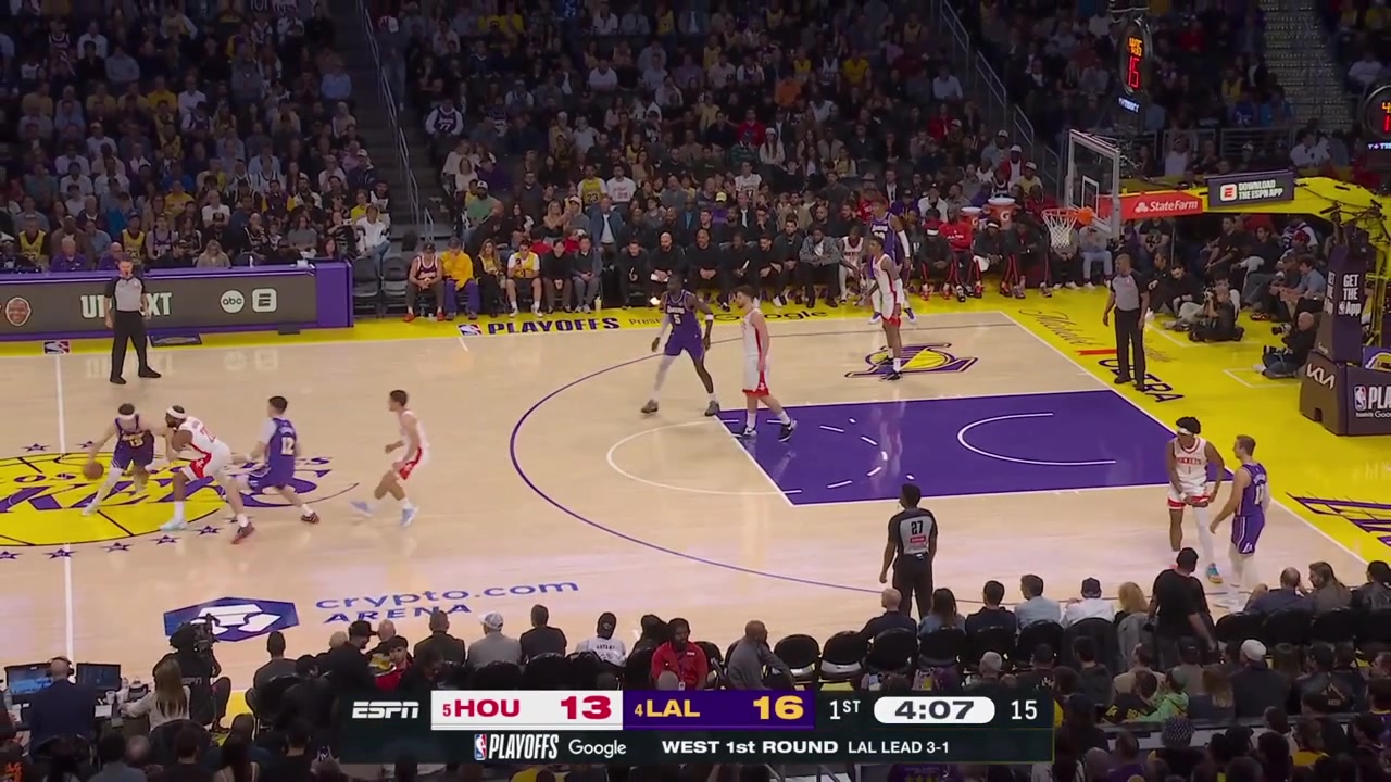 Austin Reaves hits the logo range 3-pointer for his first points of the 2026 NBA Playoffs