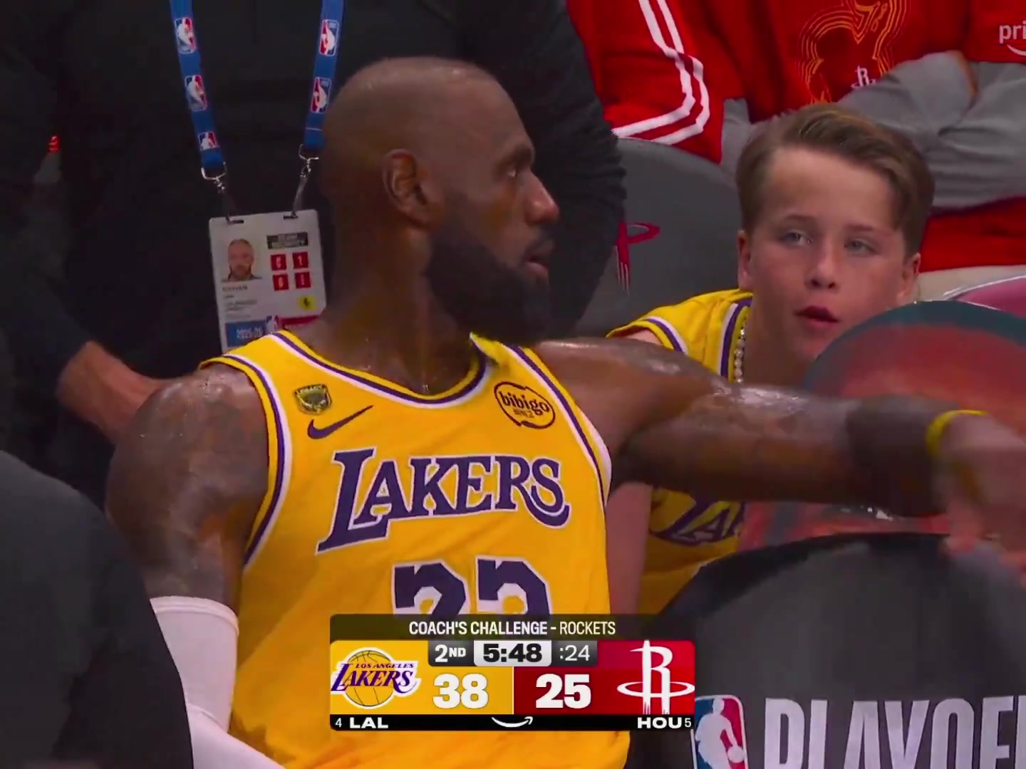 LeBron complaining about the game to a kid during last nights game