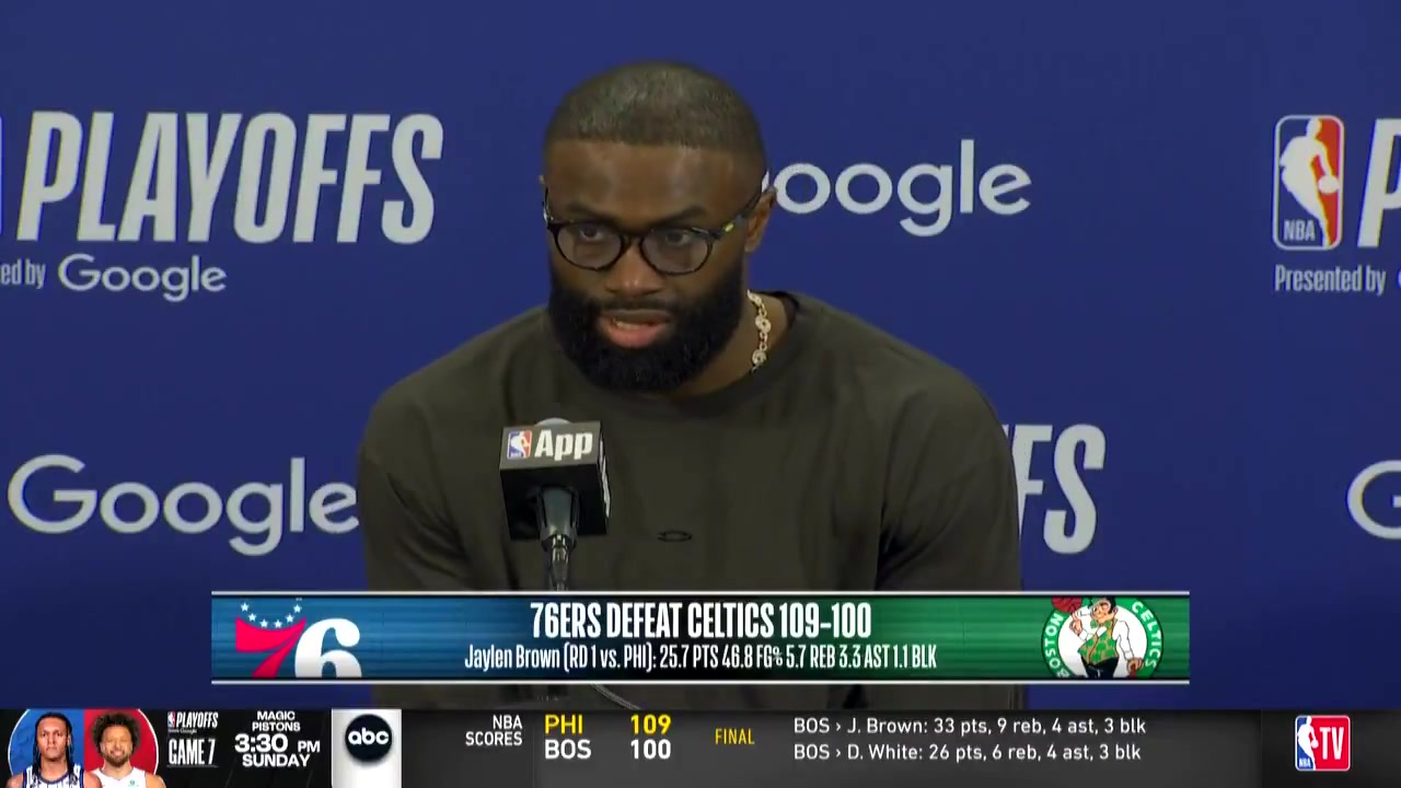 Jaylen brown post game interview Hes a big body he was also flopping around