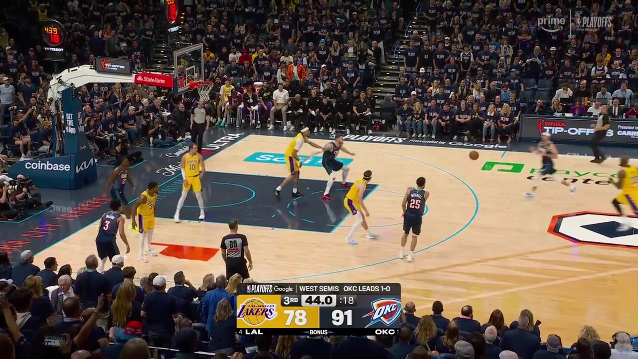 LeBron gets the steal on one end an athletic finish on the other