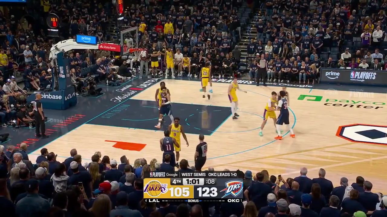 The final moments of game 2 as the Thunder win game 2 and go up 2-0 in the series Austin Reaves has a lot to say to the refs in mid-court after the game as LeBron nods his head Including Shai Gilgoues-Alexander's postgame interview on the court