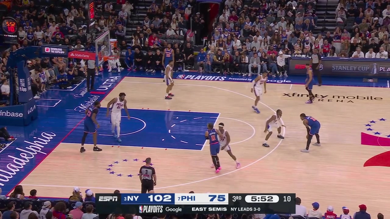 The 76ers kindly leave Miles McBride for the completely wide open pullup 3 and McBride accepts the challenge and hits his 7th 3-pointer of the night giving him 23 points with replays