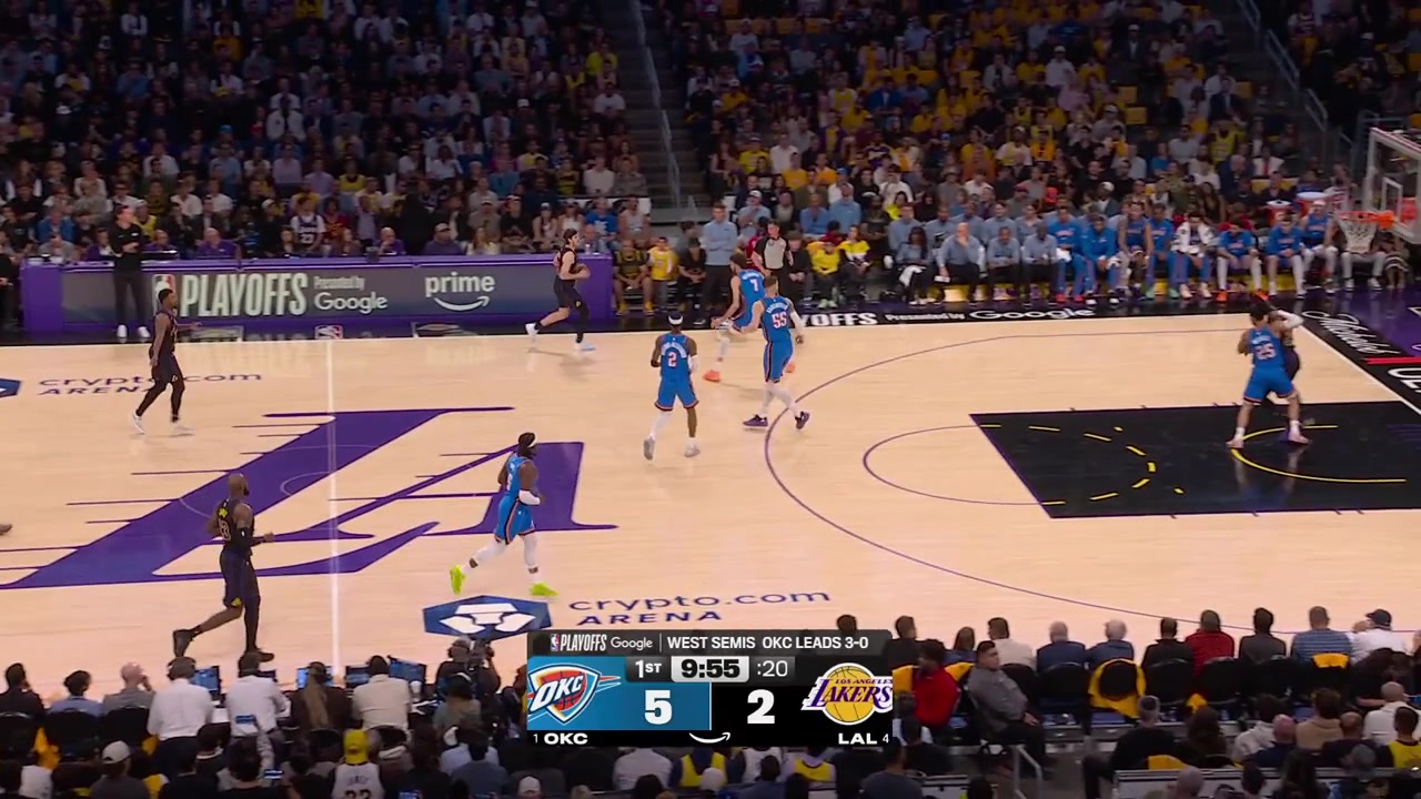 Rui Hachimura with the fadeaway bucket and then the fastbreak layup after Austin Reaves strips Shai Gilgeous-Alexander with replays