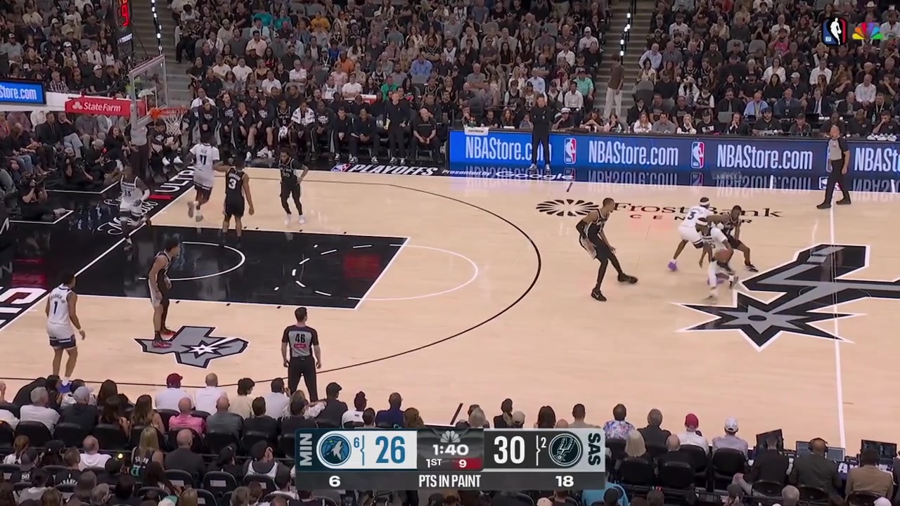 Jaden McDaniels needs to shoot it extremely high over Wemby with a replay He misses the tough shot