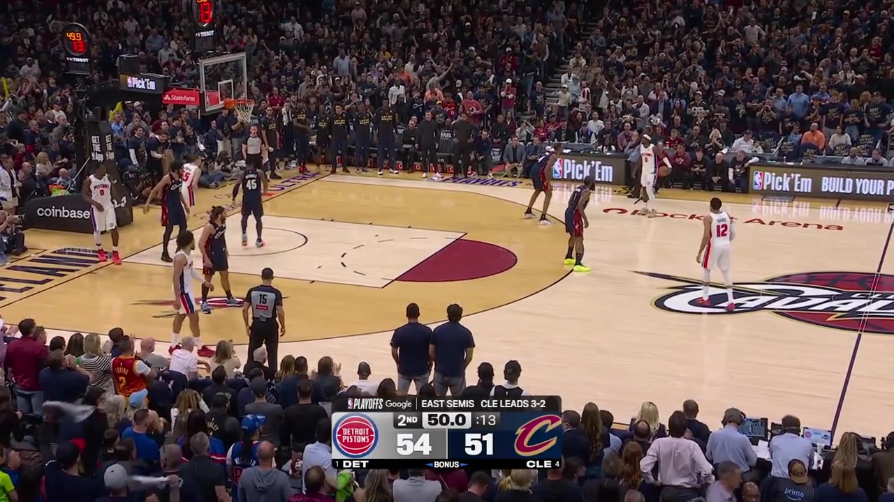 Jarrett Allen blocks Caris LeVert who recovers quickly and intercepts the pass by James Harden at the other endDuncan Robinson misses a 3