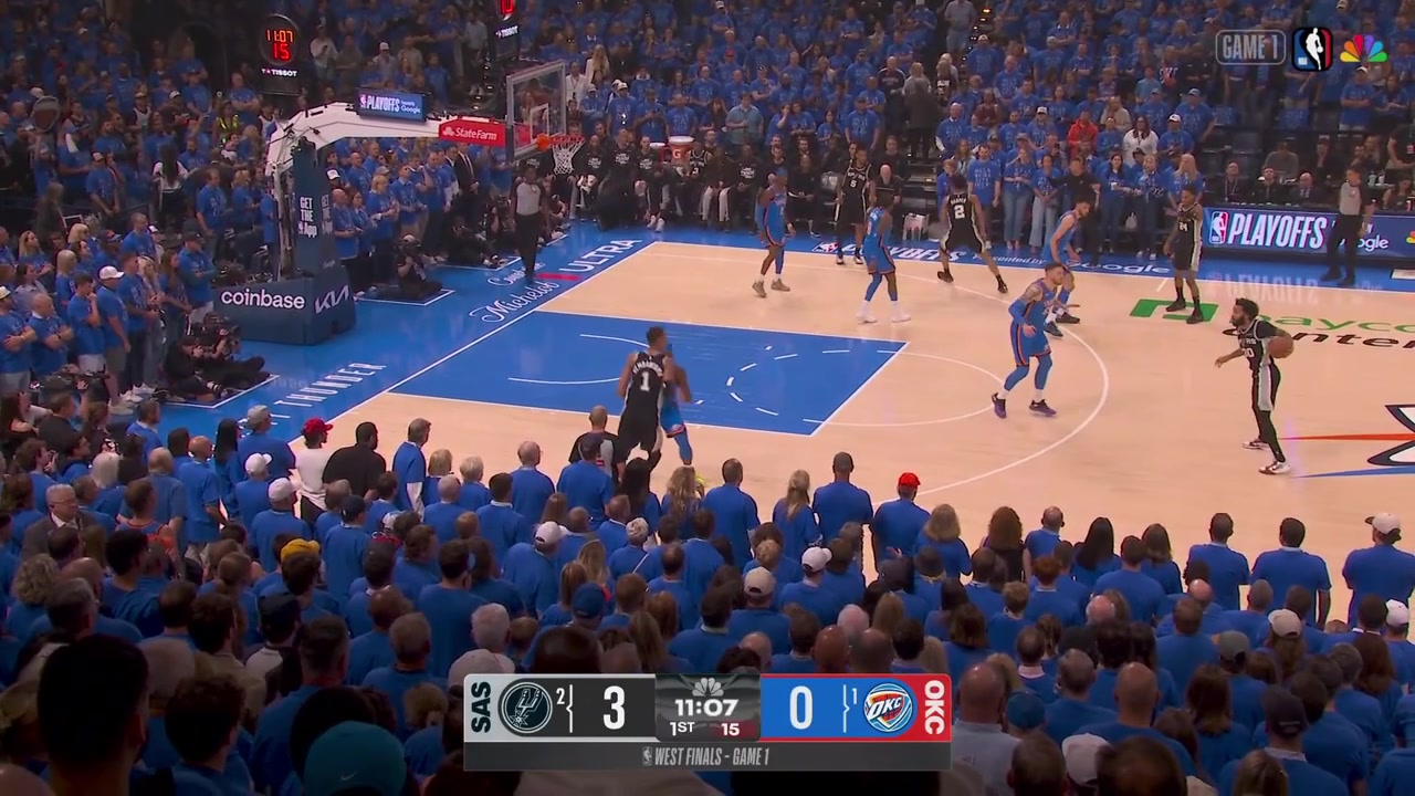 Lu Dort fouls Victor Wembanyama early in the game with a replay