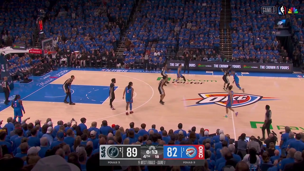 Victor Wembanyama blocks the jumper attempt by Shai Gilgeous-Alexander