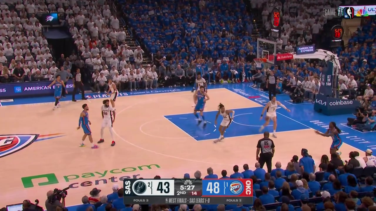 Great ball movement from the Thunder to set up the open Cason Wallace three