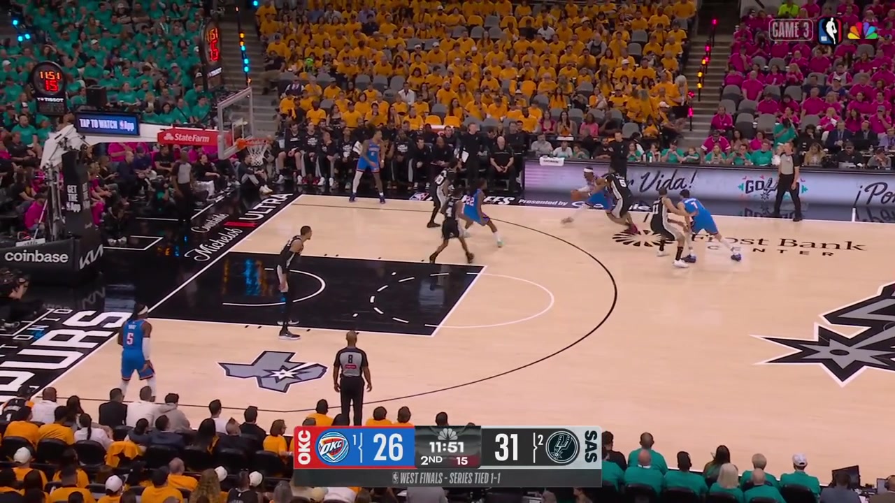Shai Gilgeous-Alexander finds Chet Holmgren for the 3-pointer then hits a pullup 3 to give the Thunder the lead after being down by 0-15 to start the gameJaylin Williams gets the steal and the 3-pointer at the other end starting the game 33 from 3