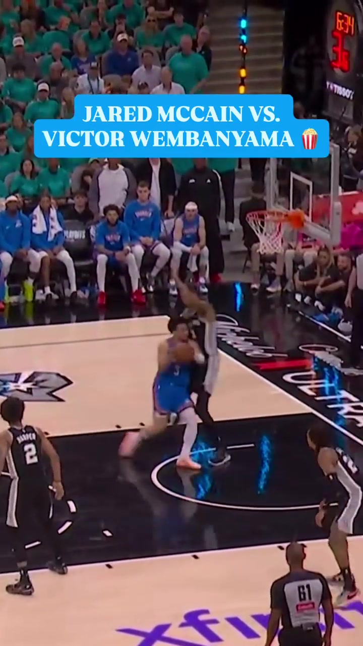 63 Jared McCain takes it to the paint against 74 Wemby Then flexes on him after the bucket
