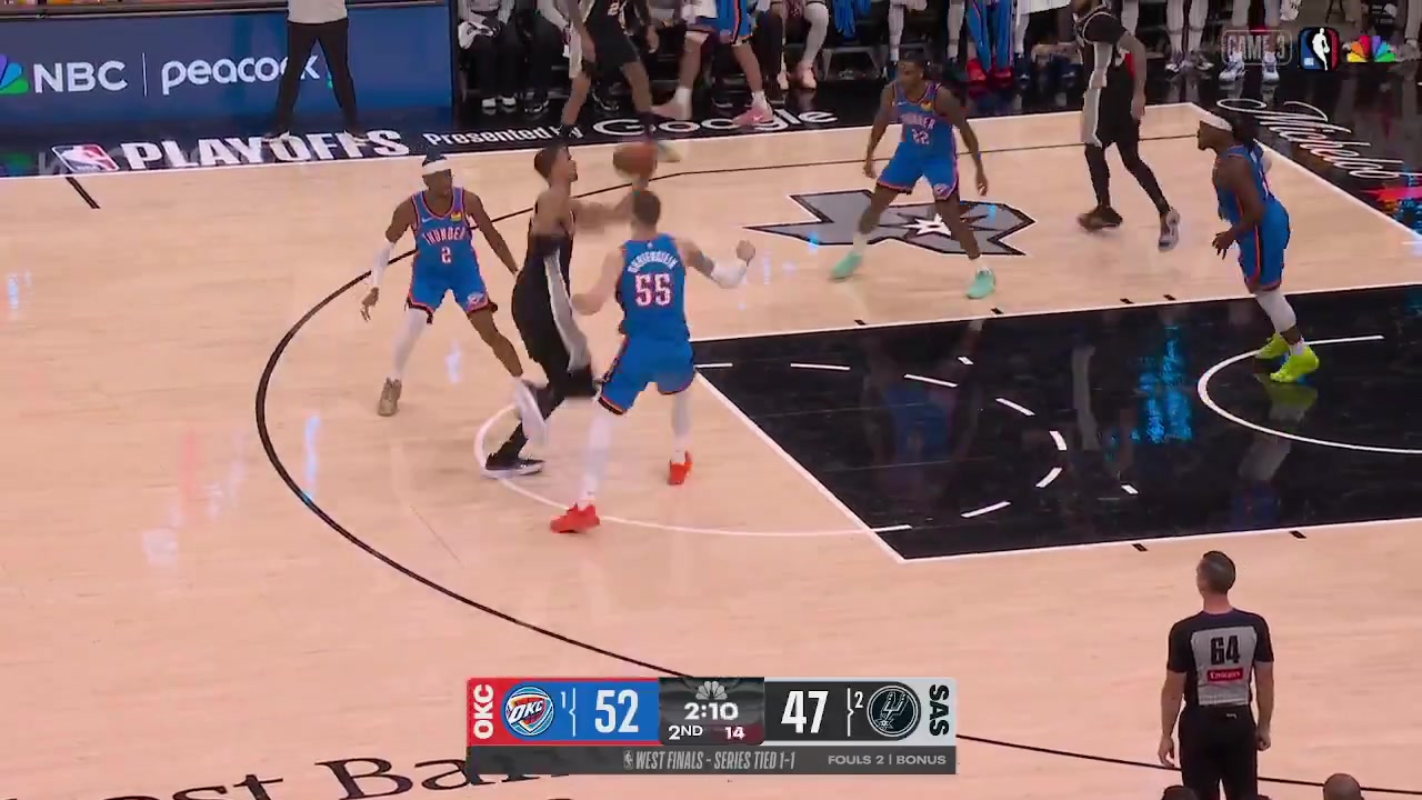 Wembanyama draws the foul on Isaiah Hartenstein