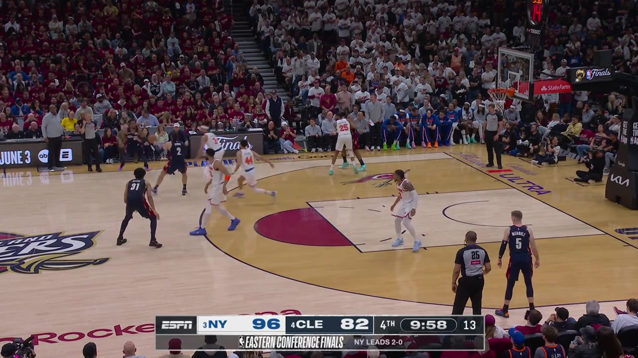 Sam Merrill hits a much needed 3 for the Cavaliers who are struggling from beyond the arc tonight with replays