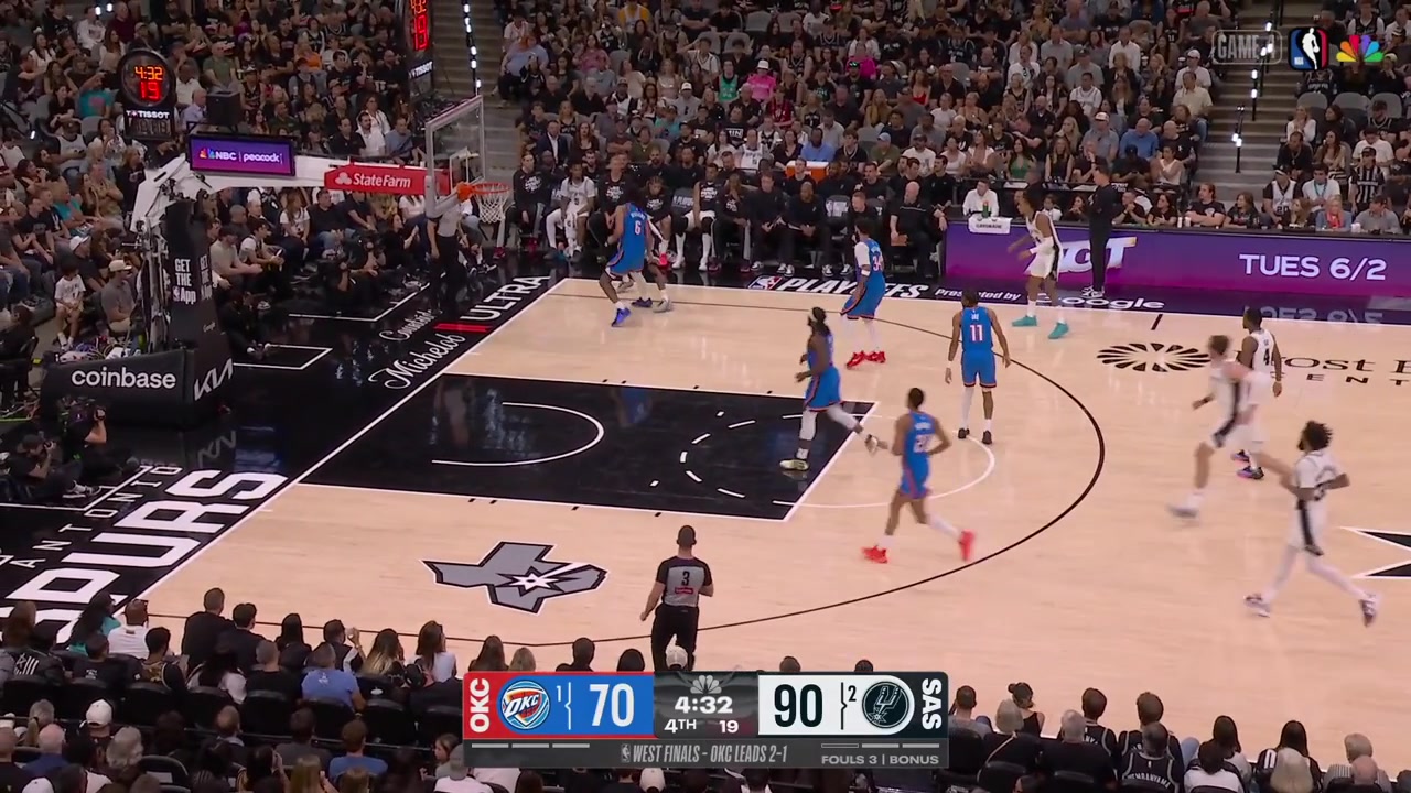 Dylan Harper splits the defense and finishes with the two-handed dunk with replaysHe is looking for the foul but gets the cheers from the crowd instead
