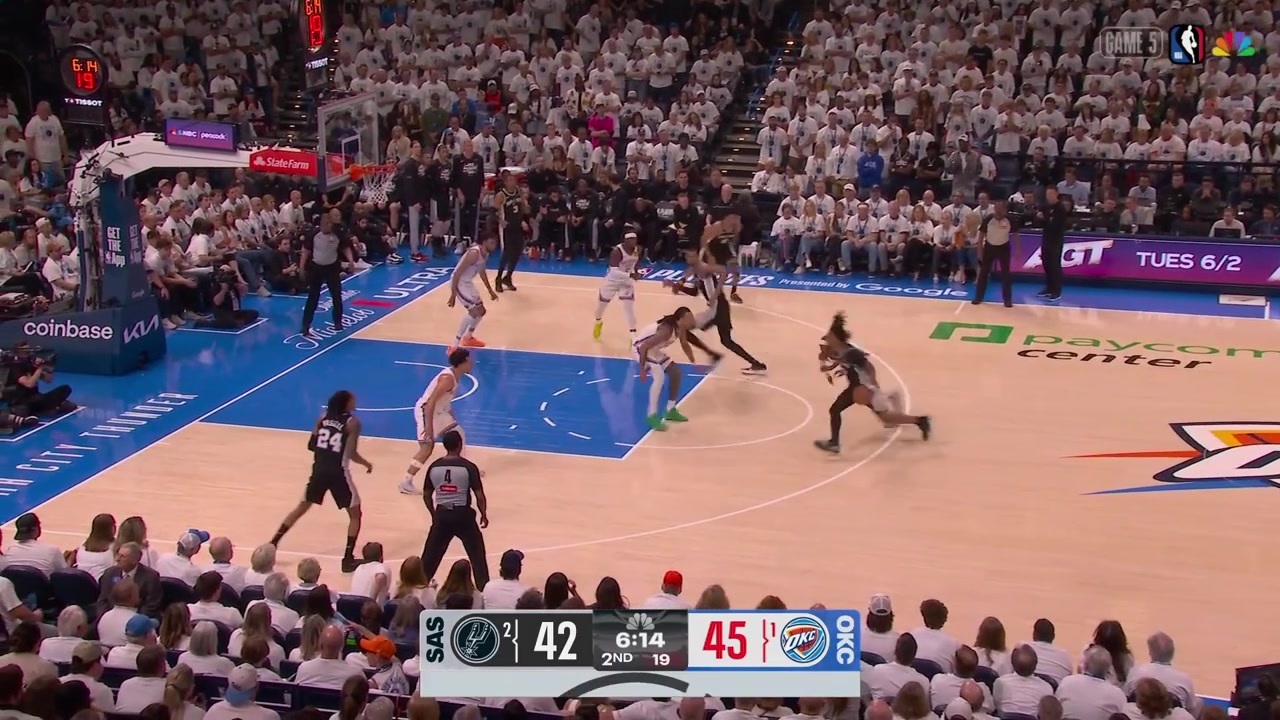 Keldon Johnson bullies Chet Holmgren to the rim and the dunks it with replays