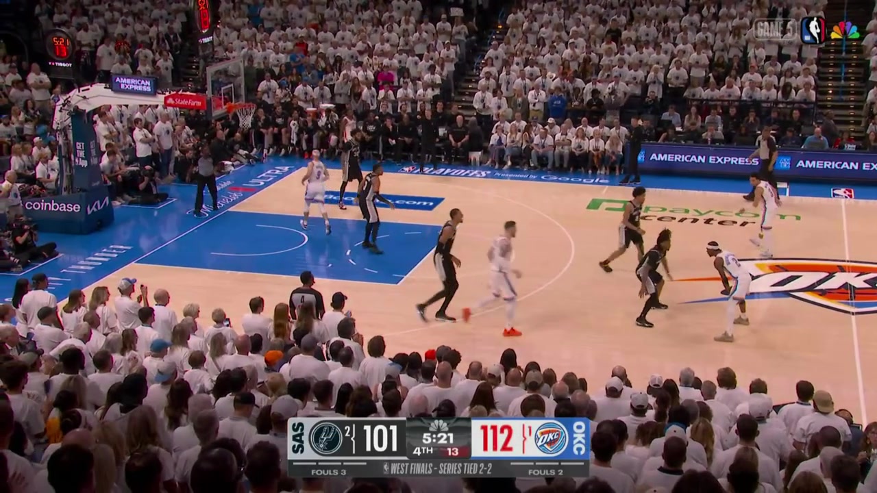 SGA snakes the PnR and finds Caruso in the corner for three