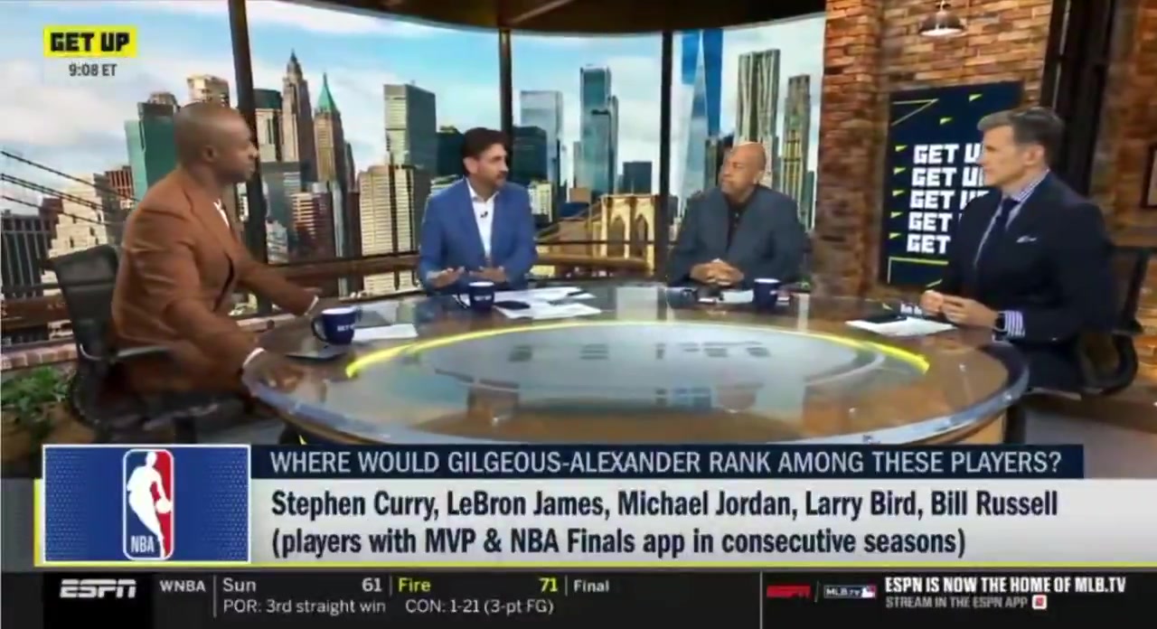 Mike Greenberg on SGA style of play Watching him play is agonizing It is not fun You have to understand that for the rest of us watching this style of play is not like watching Steph its not like watching Michael Jordan Its just not
