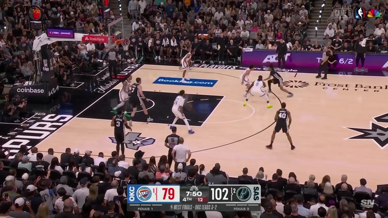 Stephon Castle finishes through contact for the and-one after Luguentz Dort swipes at his head then stares him down