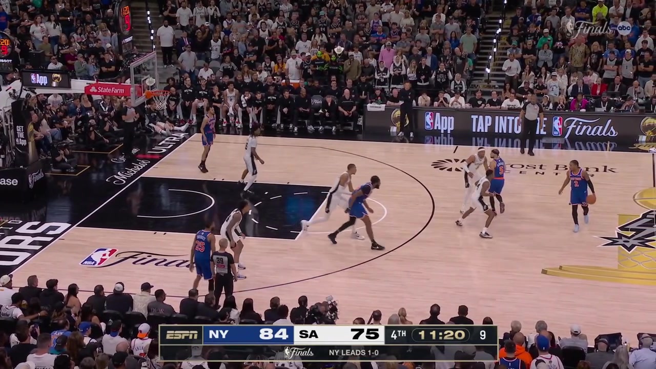 Mitchell Robinson taps the offensive rebound Mikal Bridges with a rare miss Jose Alvarado grabs the offensive board and Landry Shamet hits the 3-pointer putting the Knicks up 12 - their largest lead of the night