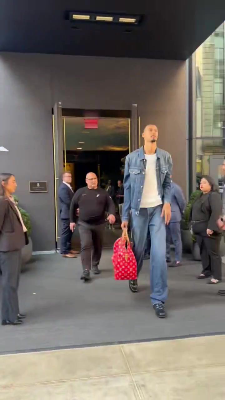 Victor Wembanyama leaving the hotel today