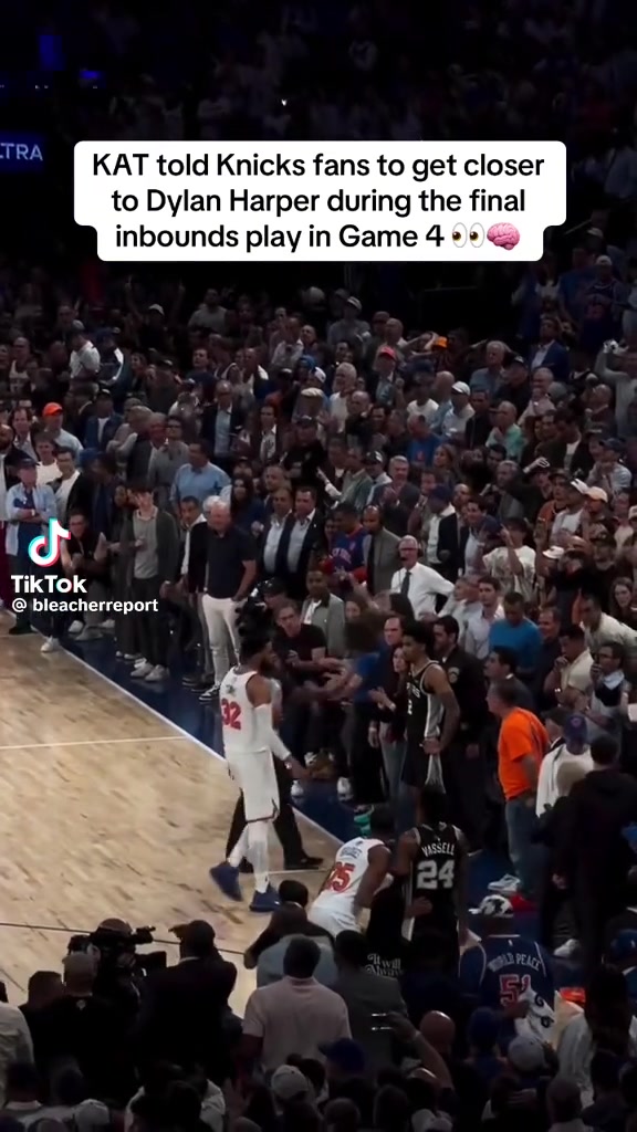 KAT told Knicks fans to get closer to Dylan Harper during the final inbounds play in Game 4