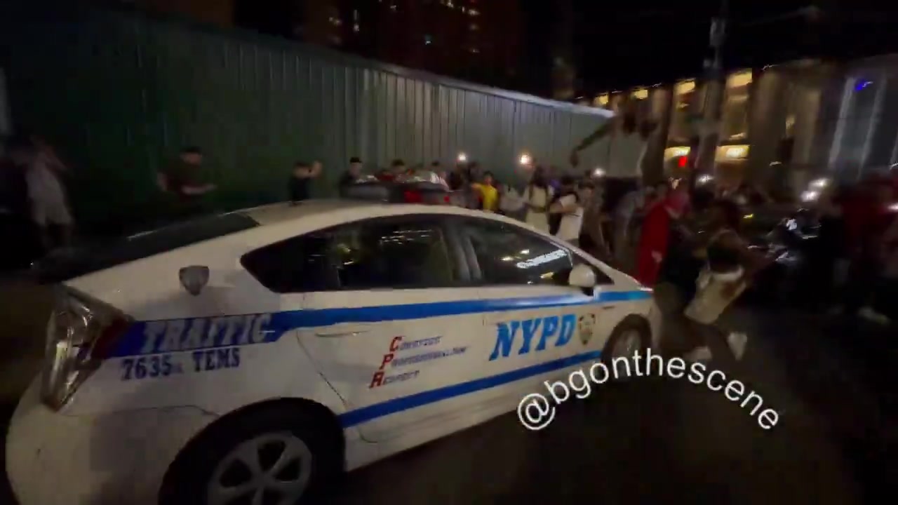 Riot Officers Respond After NYPD Vehicle Vandalized