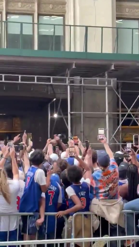 Knicks fans are throwing around a Victor Wembanyama doll at their Championship parade