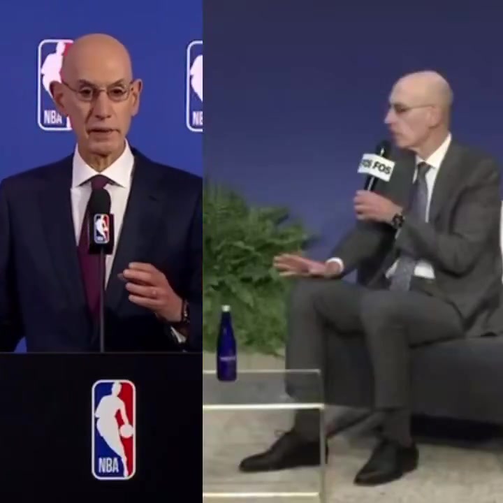 September 2025 Side-by-side video of NBA commissioner Adam Silver blatantly lying about not knowing anything about Clippers sponsor Aspiration