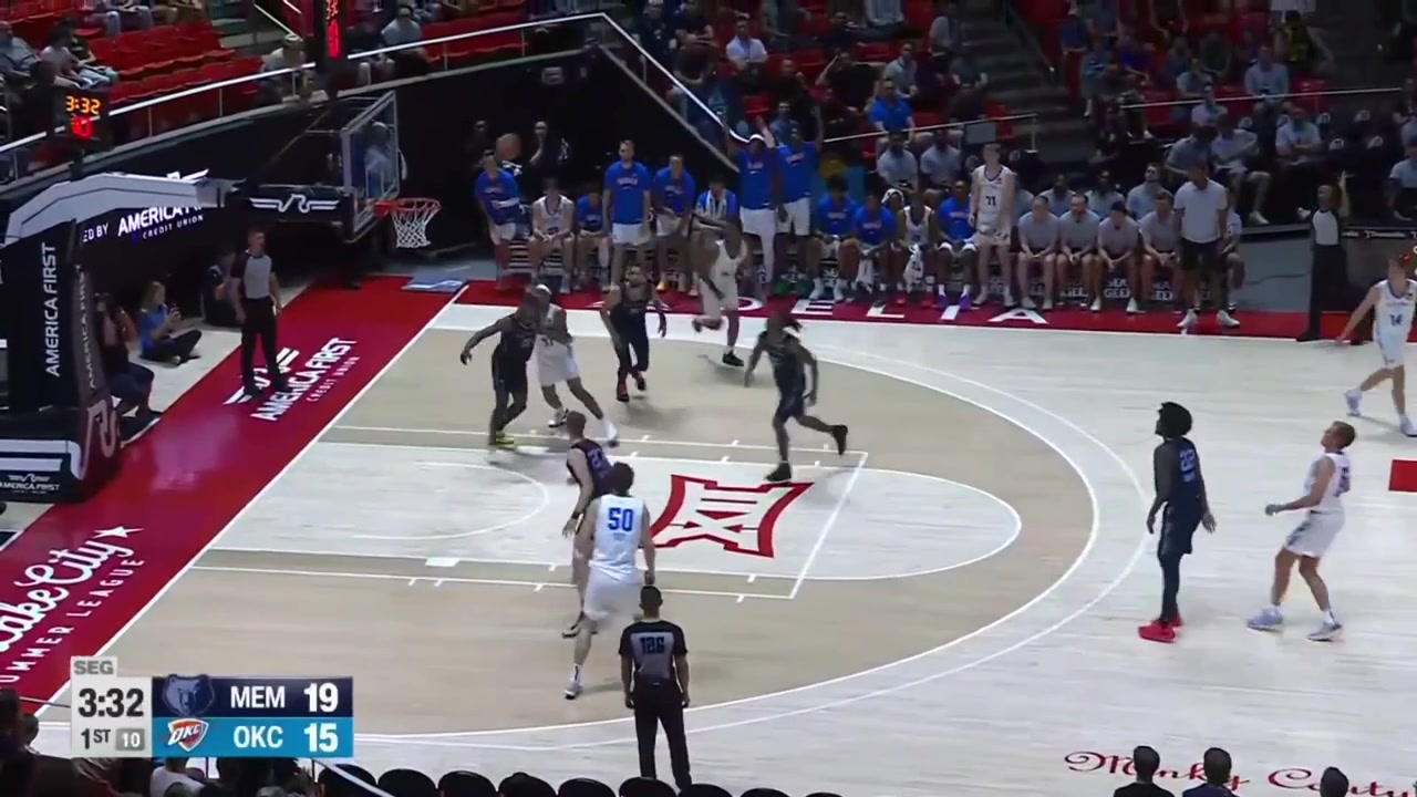 Cristoph Tilly with the And-1 and then the powerful driving dunk with replays