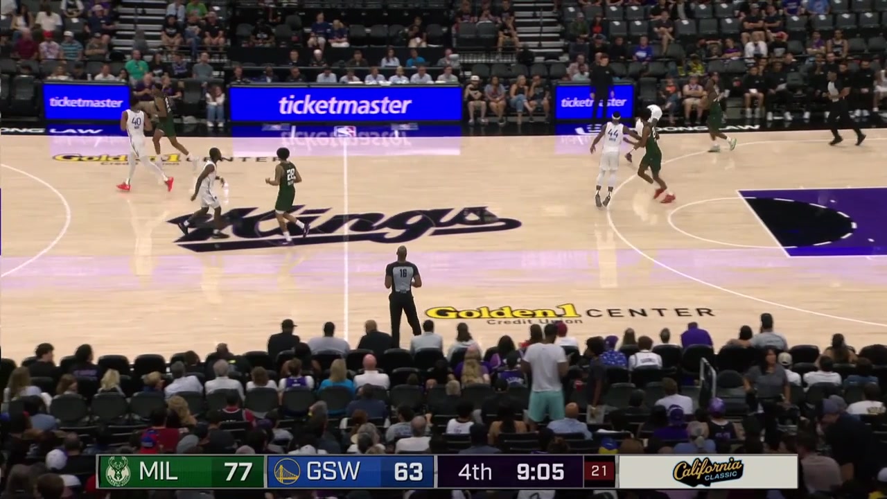 Zack Austin with the two-handed double pump dunk with a replay