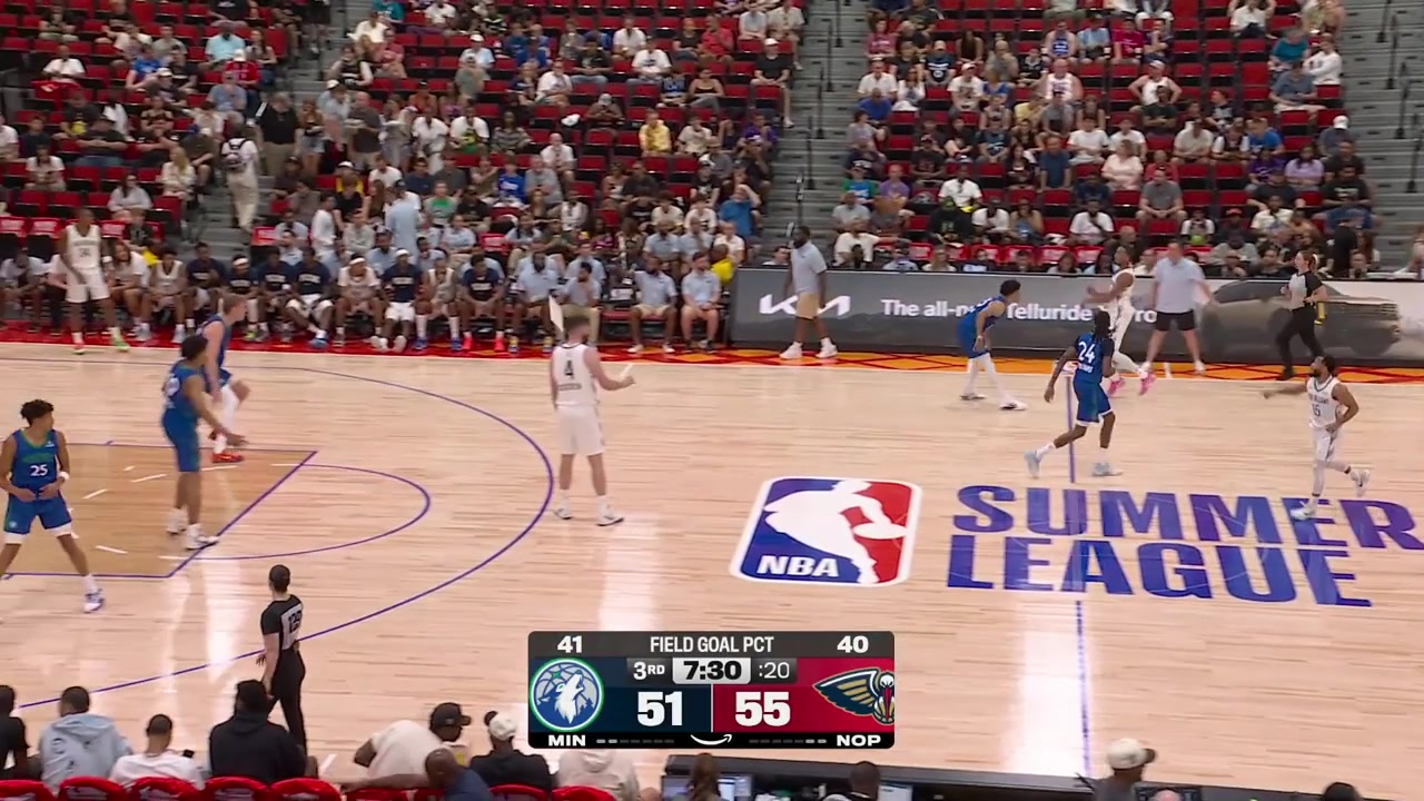 Jalon Moore who recovered from a ruptured Achilles soars up for the poster dunk on Enrique FreemanKobe Bufkin tries to do the same to Joan Beringer but gets rejectedZach Pullin with the easy layupWith replays of all the plays